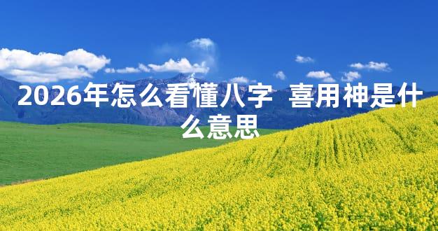 2026年怎么看懂八字  喜用神是什么意思